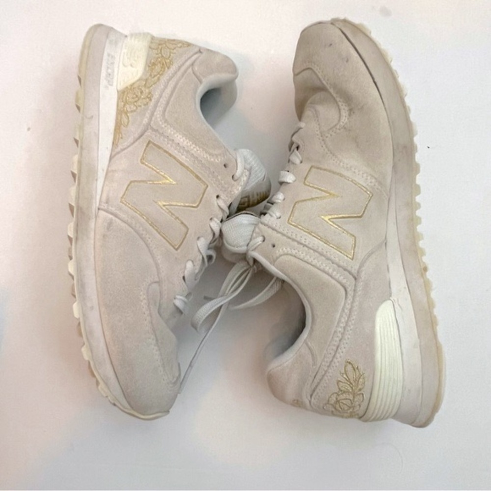 New Balance Sneaker 574 Beige Ivory Shattered Pearl Sneakers - Picture 2 of 8